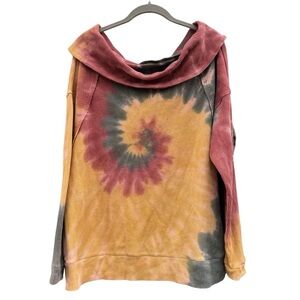 CATO Plus Womens Tie Dye Thermal Off The Shoulder Long Sleeve Sweater Size 18/20